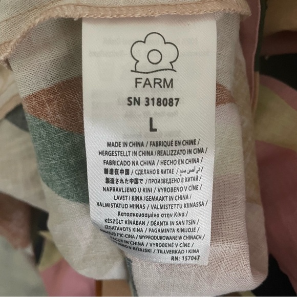 Farm Rio Multicolor Abstract Midi Dress Spaghetti Straps Fit & Flare Boho Size L - Picture 7 of 9